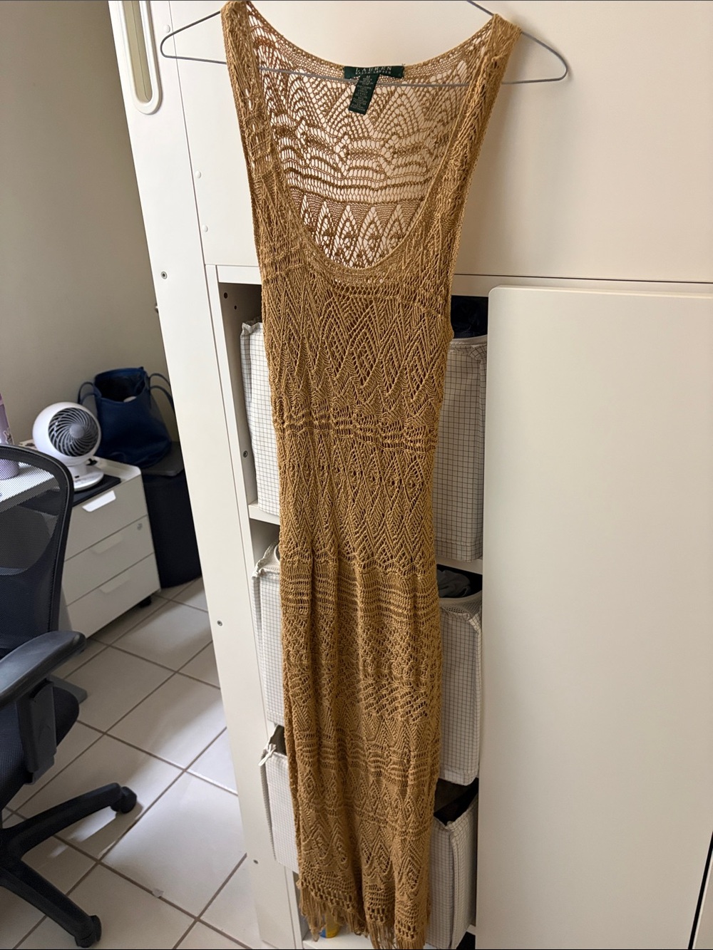 Lauren Ralph Lauren Tan Crochet Maxi Dress